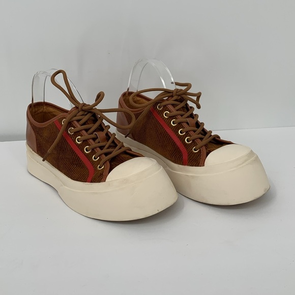 MUTMA Free People Allegra brown platform sneakers shoe lace-up corduroy 39 9 - Picture 2 of 6